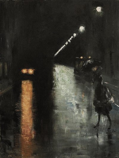 Night Street Scene, Berlin Leipziger Street by Lesser Ury